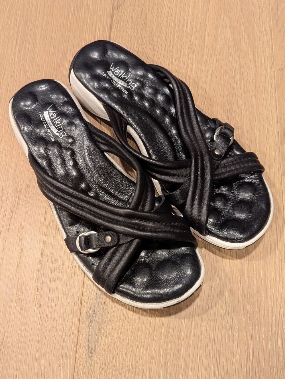 Walking Cradles Black Crisscross Buckle Sandals